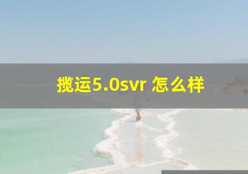 揽运5.0svr 怎么样